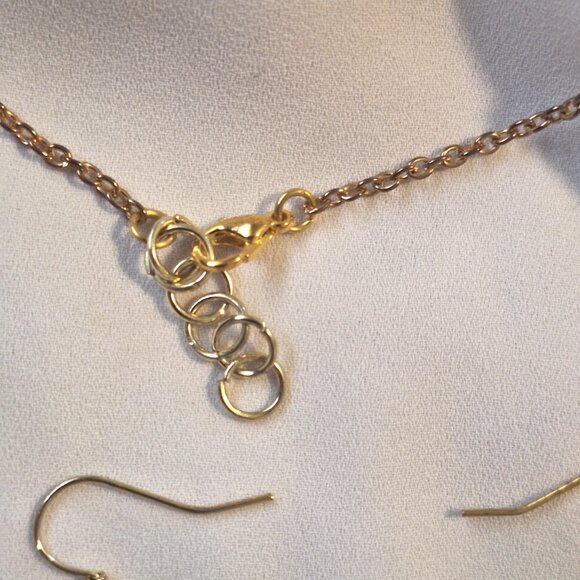 Artisan Handmade Resin Sparkly Aqua Blue Gem Shape Necklace Earring Jewelry Set - Picture 8 of 8